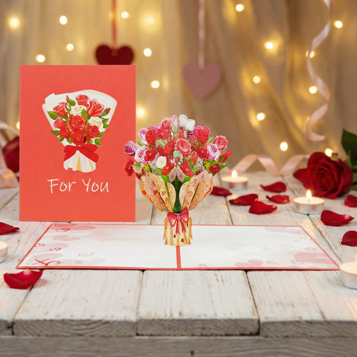 3D Bunch of Roses Pop Up Flower Card | PopOra