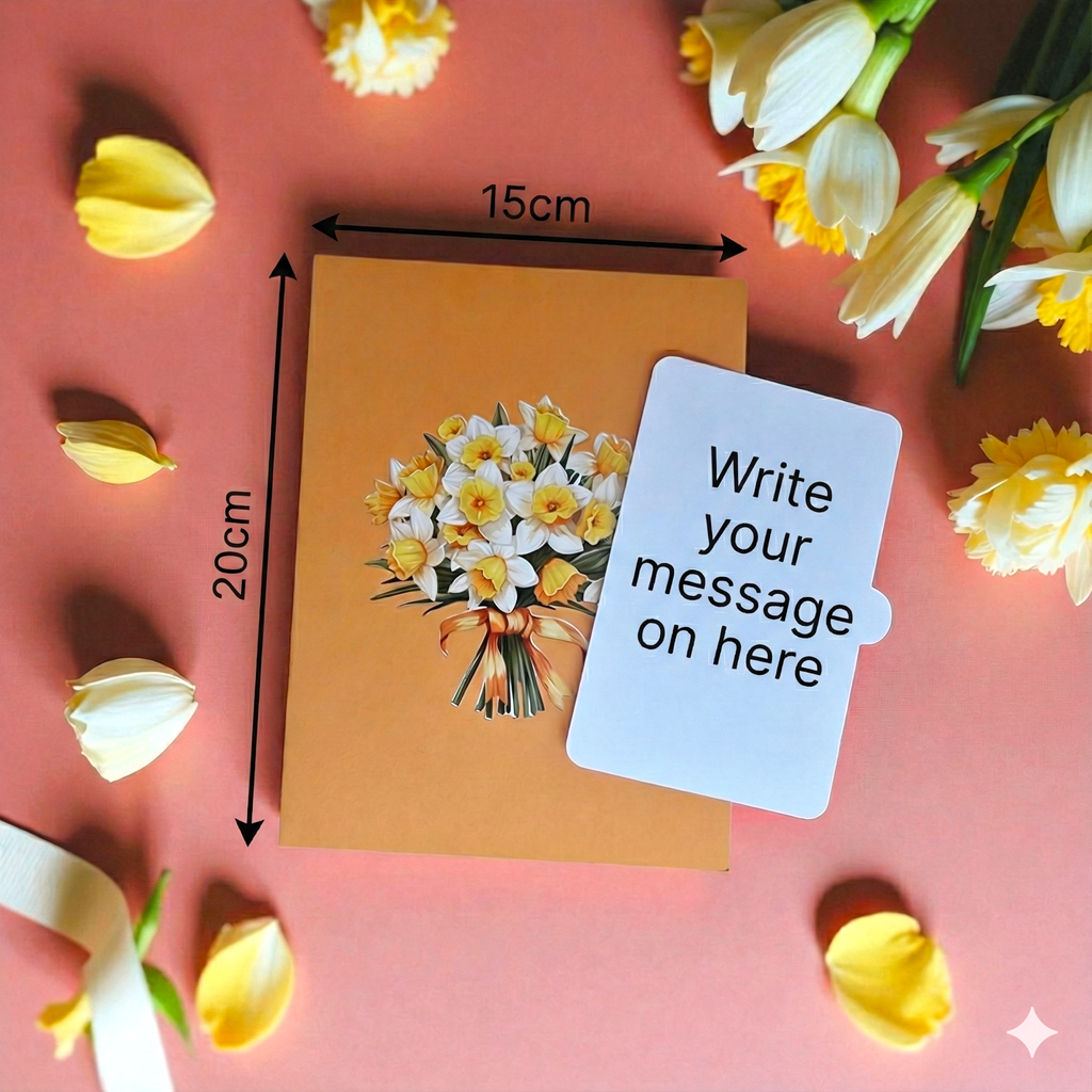 3D Yellow Daffodil Bouquet Pop Up Card | PopOra