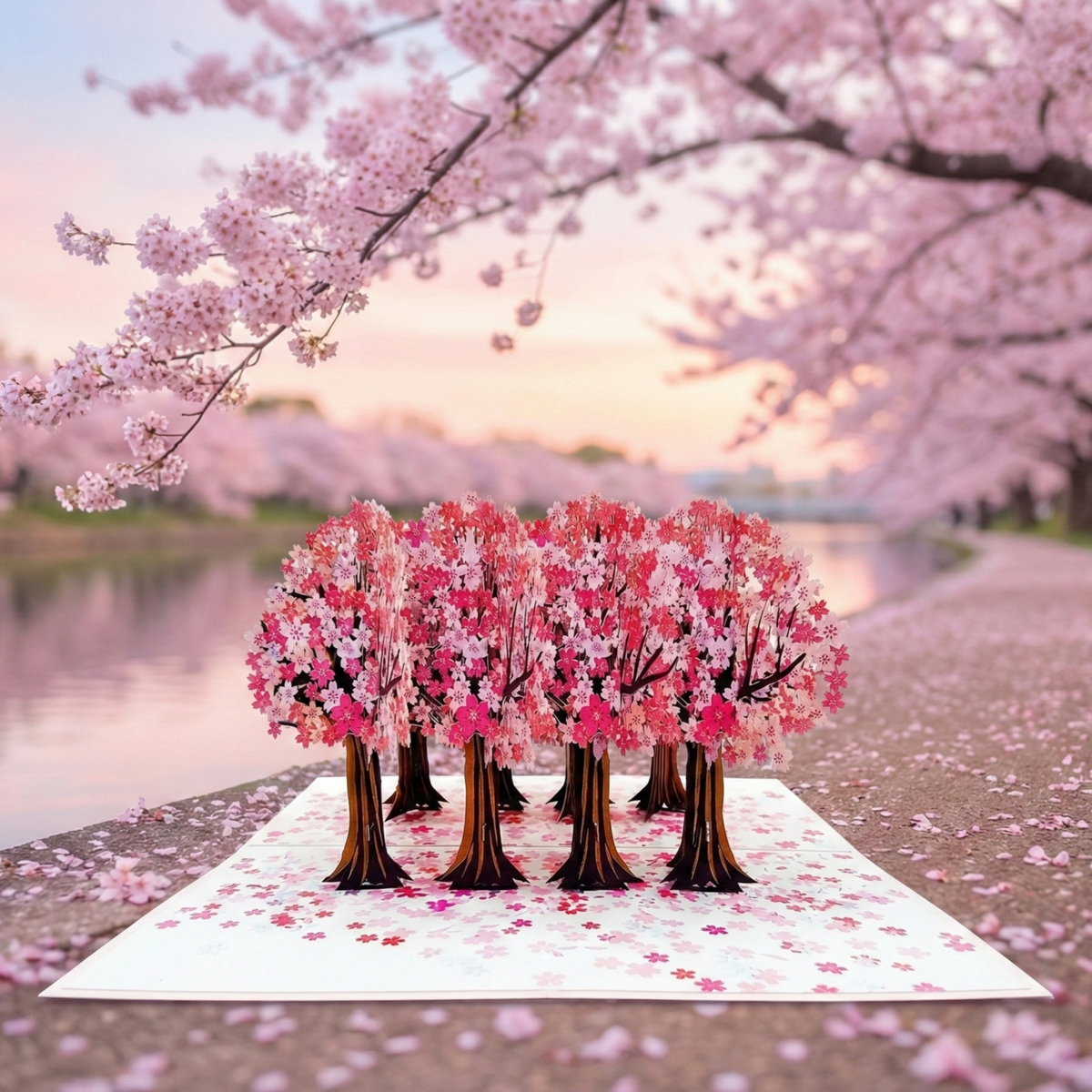 3D Cherry Blossom Street Pop Up Card | PopOra
