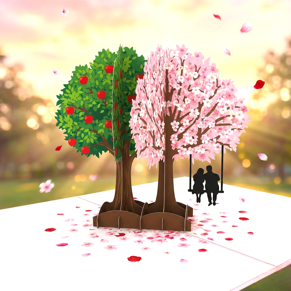 3D Four Seasons Tree & Couple Pop Up Card | PopOra