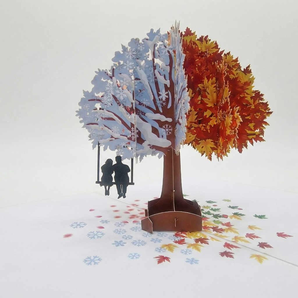 3D Four Seasons Tree & Couple Pop Up Card | PopOra