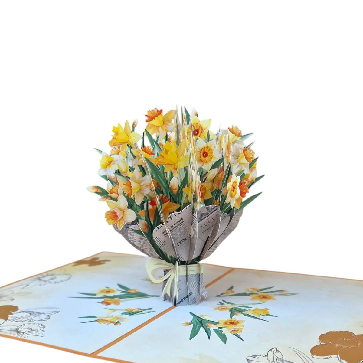 3D Yellow Daffodil Bouquet Pop Up Card | PopOra