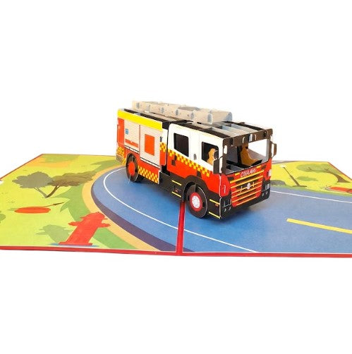 3D Fire Engine Pop Up Birthday Card | PopOra
