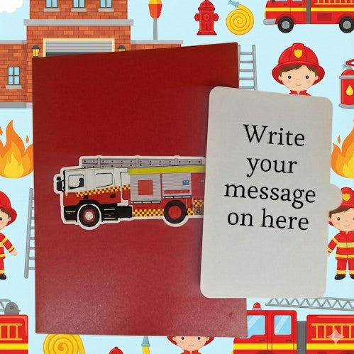 3D Fire Engine Pop Up Birthday Card | PopOra