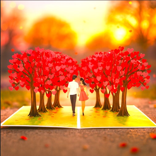 3D Heart Tree Pop Up Romantic Card | PopOra