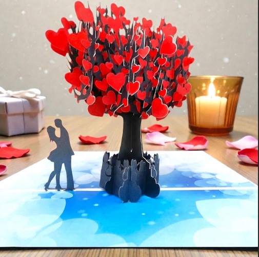 3D Heart Tree Pop Up Card for Couples | PopOra