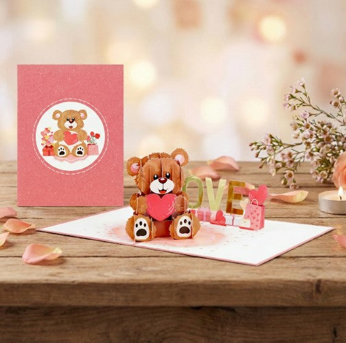 3D Love Bear Pop Up Romantic Card | PopOra