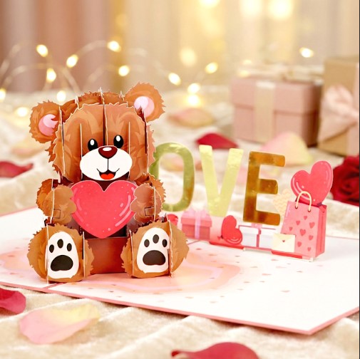 3D Love Bear Pop Up Romantic Card | PopOra