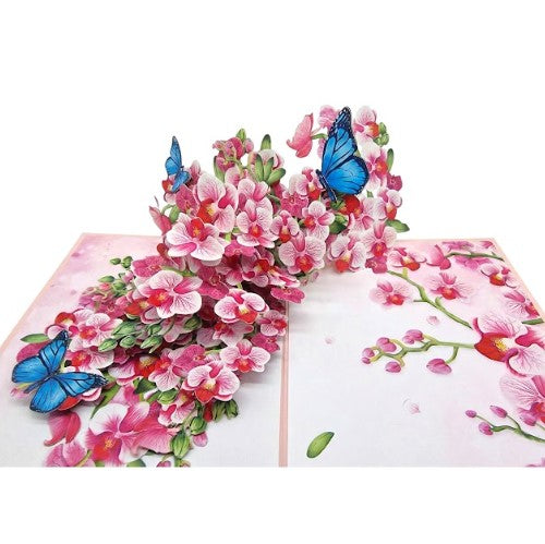 3D Pink Orchid Pop Up Flower Card | PopOra