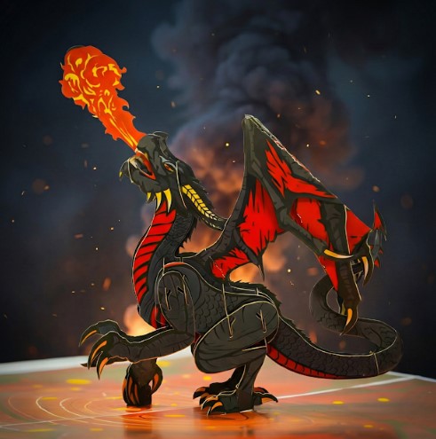3D Fire-Breathing Dragon Pop Up Birthday Card | PopOra