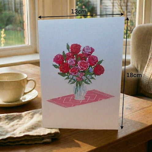 3D Red Rose Vase Pop Up Flower Card | PopOra