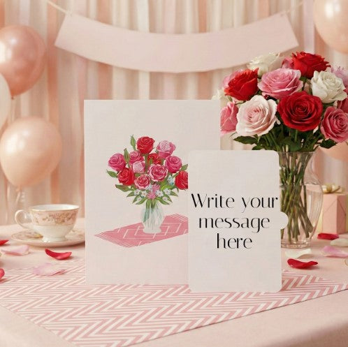 3D Red Rose Vase Pop Up Flower Card | PopOra