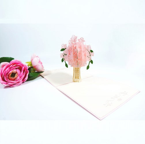 3D Rose Bouquet Pop Up Flower Card | PopOra