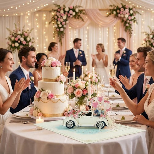 3D Mr & Mrs Wedding Car Pop Up Card | PopOra