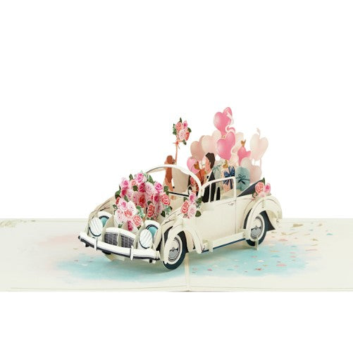 3D Mr & Mrs Wedding Car Pop Up Card | PopOra