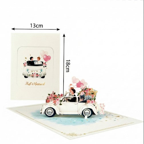 3D Mr & Mr Wedding Car Pop Up Card | PopOra