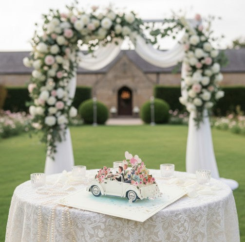 3D Mr & Mr Wedding Car Pop Up Card | PopOra