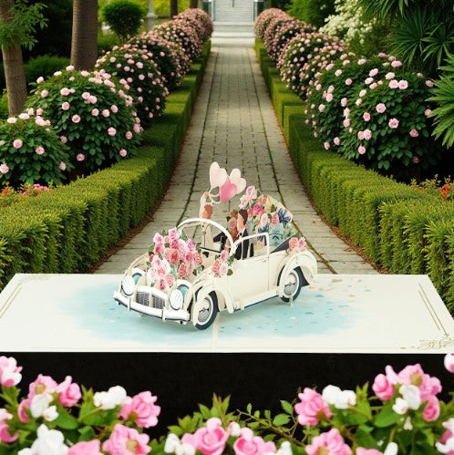 3D Mr & Mr Wedding Car Pop Up Card | PopOra