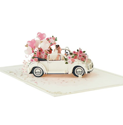 3D Mrs & Mrs Wedding Car Pop Up Card | PopOra