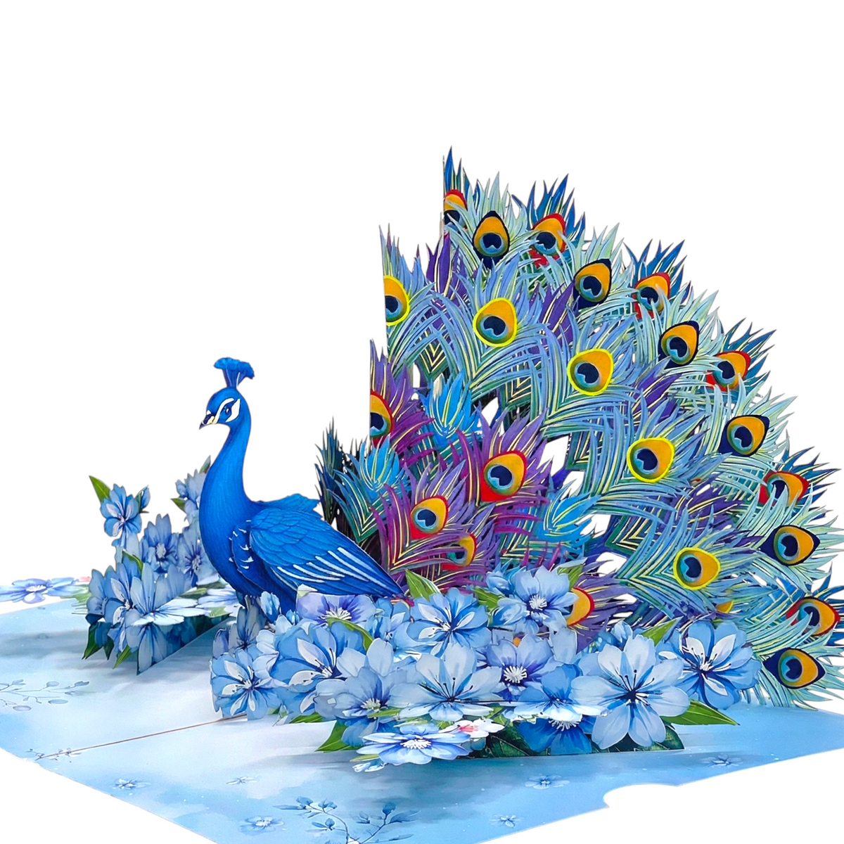 3D Blue Peacock Pop Up Card | PopOra